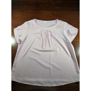 Agnes Orinda Blouse Women's Plus Size 1X Pink Lilac Pleated Flutter Sleeve Top